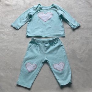Carter's 2-Piece Light Blue Top & Bottom W/ Hearts